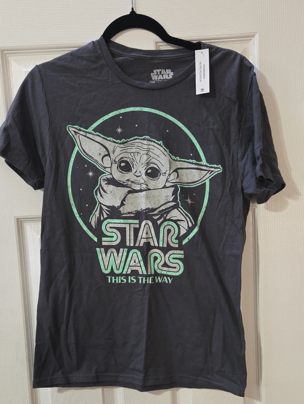 Star Wars Black Tee with Mint Grogu Graphic